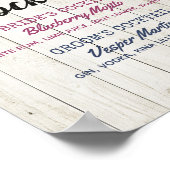 Poster Mariage Signature Boisson Menu Succulent Bois rust (Coin)