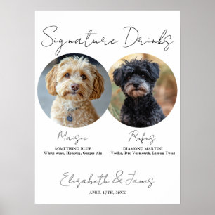Poster Mariage Signature Boissons Animaux Chiens 2 Photos
