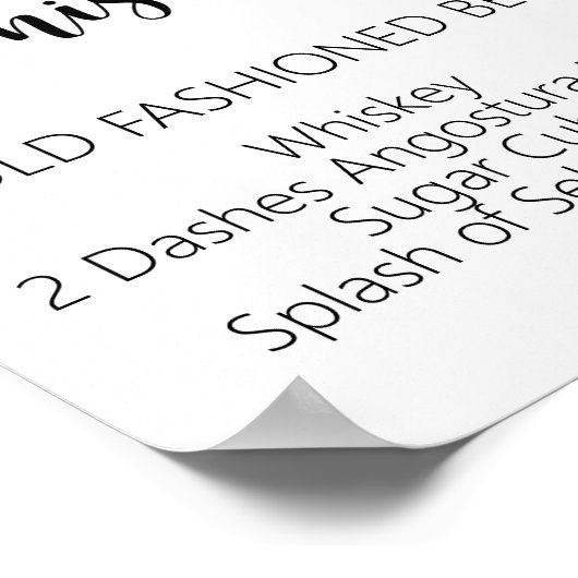 Poster Mariage Signature Boissons Imprimer (Coin)