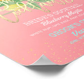 Poster Mariage Signature Cocktail Boisson Menu Fleurs ros (Coin)