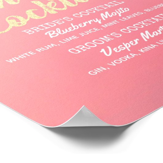 Poster Mariage Signature Cocktail Dégustation Menu Hydran (Coin)