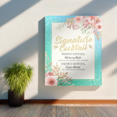 Poster Mariage Signature Cocktail Menu Boisson Pink Flora