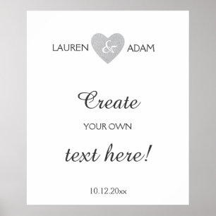 Poster Mariage signe argent parties scintillant coeur, te