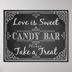 Poster Mariage signe barre de bonbons amour est doux tabl