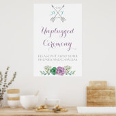 Poster Mariage signe Cérémonie débranchée, fleur bothaniq (Cuisine)