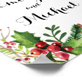 Poster Mariage signe de bienvenue botanique rouge vert (Coin)