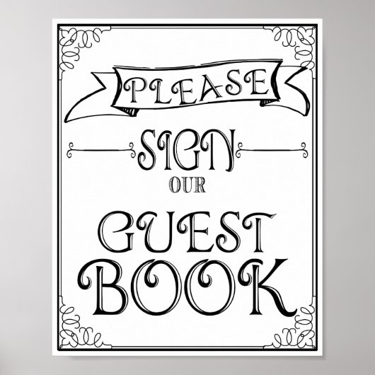 Poster Mariage signe S'il vous plaît signer notre livre d (Devant)