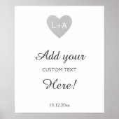 Poster Mariage signe texte personnalisé, coeur parties sc (Devant)