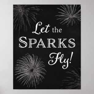 Poster Mariage Signer Fireworks Laisser les étincelles vo