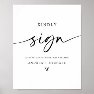 Poster Mariage Signer Livre d'invité Moderne Minimaliste