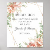 Poster Mariage Signes Blush Roses (Devant)