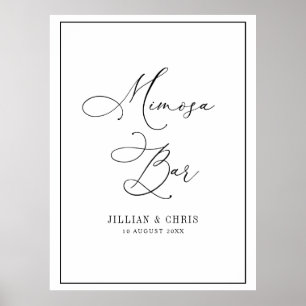 Poster mariage simple noir et blanc signe barre mimosa