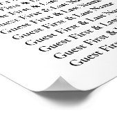 Poster Mariage simple Seize Table Bienvenue Siège (Coin)