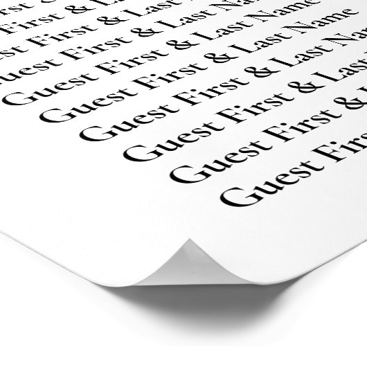 Poster Mariage simple Seize Table Bienvenue Siège (Coin)