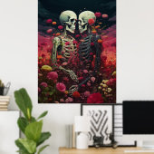 Poster Mariage Skeletons Art Abstrait Halloween (Bureau à domicile)