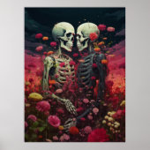 Poster Mariage Skeletons Art Abstrait Halloween (Devant)