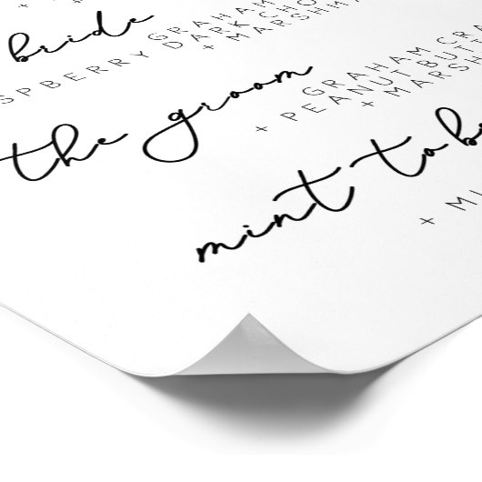 Poster Mariage S'more Bar Menu Signal, Smore Recette Post (Coin)