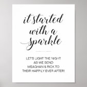 Poster Mariage Sparkler Signaler Il A Commencé Avec Une É (Devant)