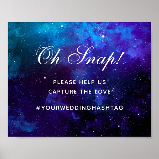 Poster Mariage spatial. Nuit étoilée. Hashtag instagram d (Devant)
