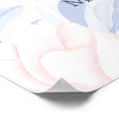 Poster Mariage Succulent bleu moderne Chant de bienvenue (Coin)