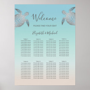 Poster Mariage sur la plage des tortues de mer d'argent