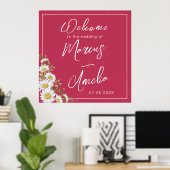 Poster Mariage tendance Magenta & White Daisies (Bureau à domicile)