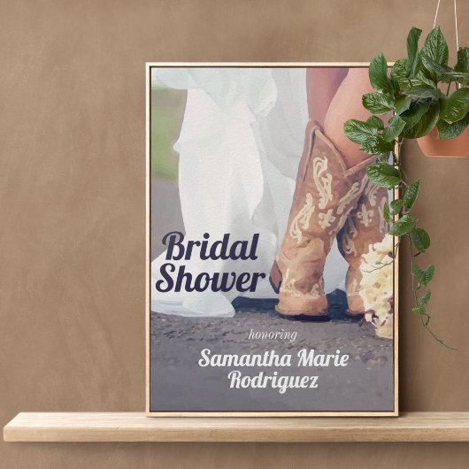 Poster Mariage Texan en bottes Shower de mariage