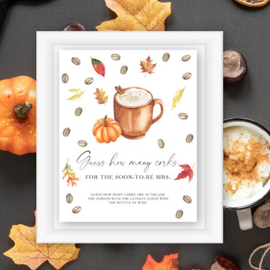 Poster Mariage thème café : Combien de bouchons ? Citroui