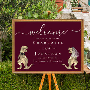 Poster Mariage Thème Dinosaure Bienvenue Vin Bourgogne Cr