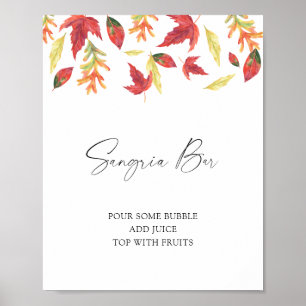 Poster Mariage thème feuilles tombantes - bar à sangria