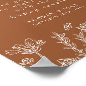 Poster Mariage Thème Fleur Sauvage Orange Brûlé Date Jar (Coin)