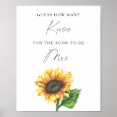 Poster Mariage tournesol - Jeu Combien de baisers (Devant)