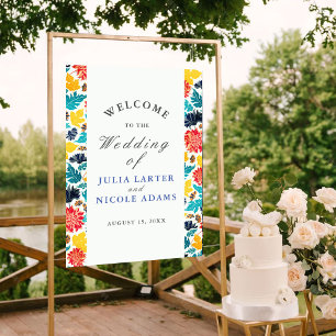 Poster Mariage Tournesols Aquarelle Jaune Bleu Naturel