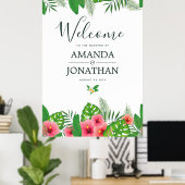 Poster Mariage tropical aquarelle Bienvenue (Bureau à domicile)