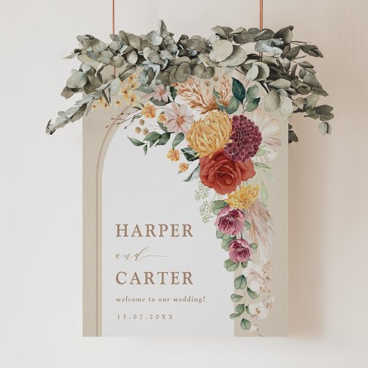 Poster Mariage Tropical Bohème Champêtre Floral de Bienve