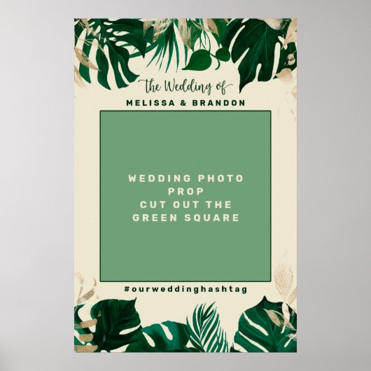 Poster Mariage Tropical moderne Photo Booth Prop Frame (Devant)