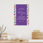 Poster Mariage turquoise de prairie de printemps jaune vi (Cuisine)