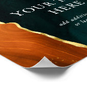 Poster Mariage Turquoise, Orange Brûlé & Agate Dorée (Coin)