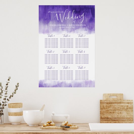 Poster Mariage ultra violet violet abstrait plan table (Cuisine)