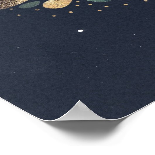 Poster Mariage vert, bleu marine et vert or (Coin)