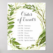 Poster Mariage vert Ordre des événements Signer vert rust (Devant)