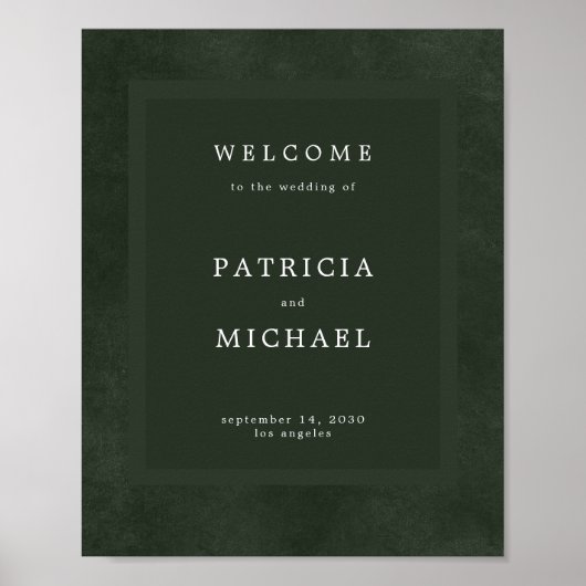 Poster Mariage vert simple moderne élégant panneau d'accu (Devant)