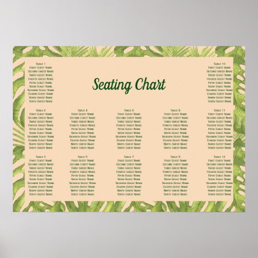 Poster Mariage Vert Tropical et Rose (Devant)