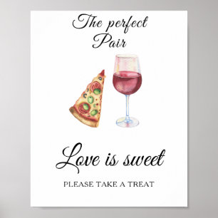 Poster Mariage vin pizza Love is sweet
