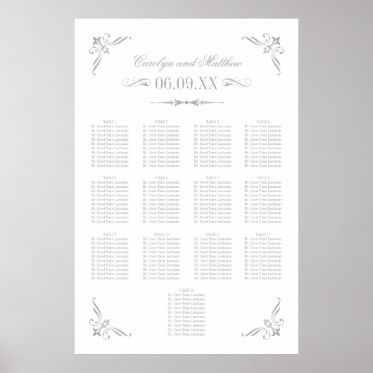 Poster Mariage vintage Argent (Devant)