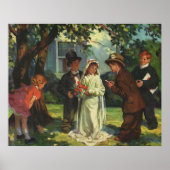 Poster Mariage Vintage, Enfants jouant les mariés (Devant)