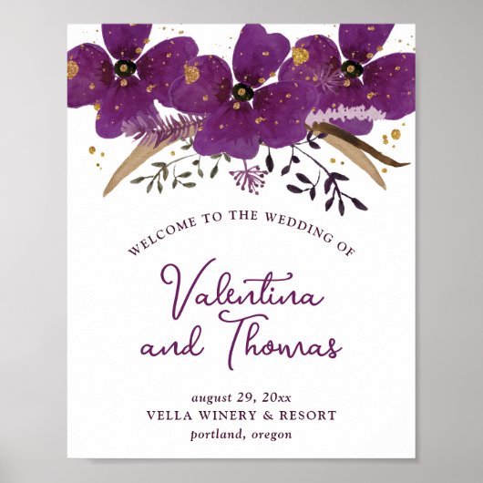 Poster Mariage violet de charme (Devant)