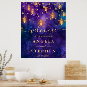 Poster Mariage violet et bleu lanterne (Cuisine)