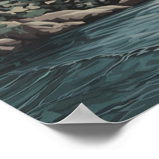 Poster Mariage Welcome Aquarelle de pin du lac Mountain (Coin)