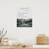 Poster Mariage Welcome Aquarelle de pin du lac Mountain (Cuisine)